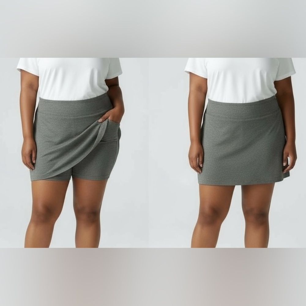 Lady Hagen performance 11 pull on 17" sculpt golf‎ skort heather grey size XXL